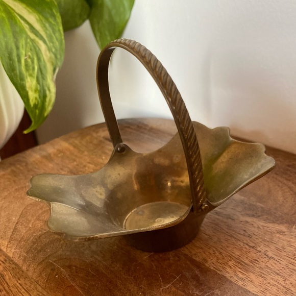 Vintage Mini Brass Gathering Flower Basket